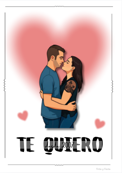 Retrato San Valentín dibujo animado