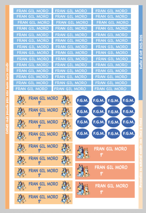 Pack Stickers Imprescindible Primaria -  Bluey