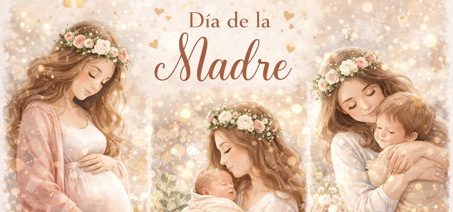 una mamá en  sus tres primeras etapas, embarazo, nacimiento y crecimiento de los hijos.